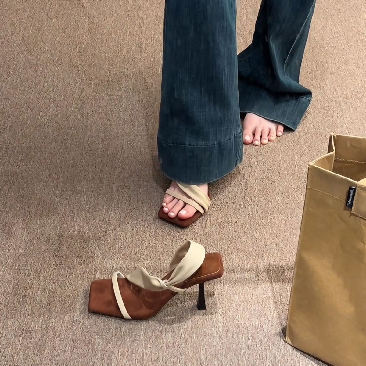 Little Black Online French Exquisite High Heels Women's Summer Square Head Sexy Sandals Temperament Retro Single Shoes Height Increasing Slippers Little Black Online French Exquisite High Heels Women's Summer Square Head Sexy Sandals Temperament Retro Single Shoes Height Increasing Slippers