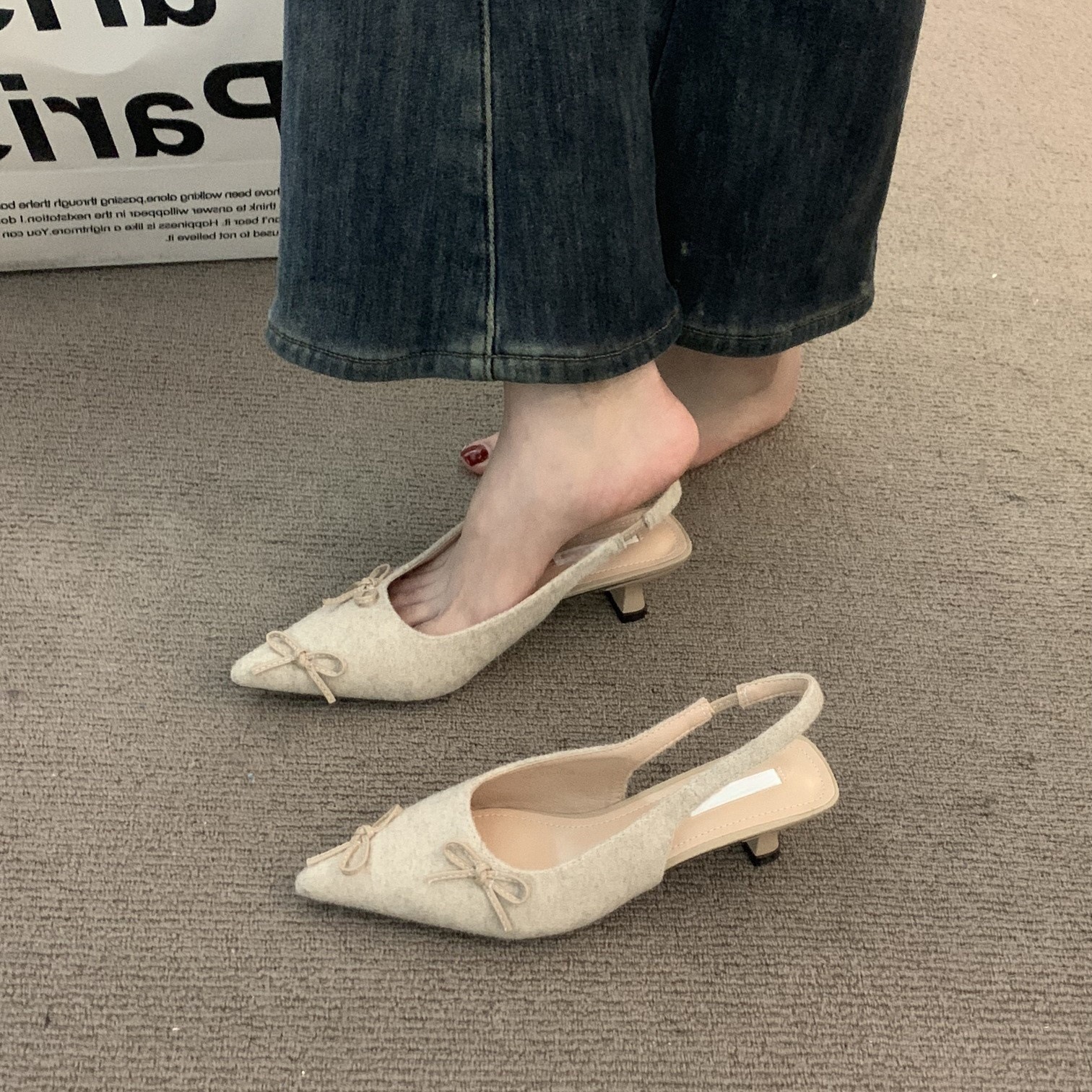Niche French Bare Apricot High Heels, Baotou Sandals, Fairy Shoes, 2025 Spring and Summer Evening Pointed Fine Tailored Shoes