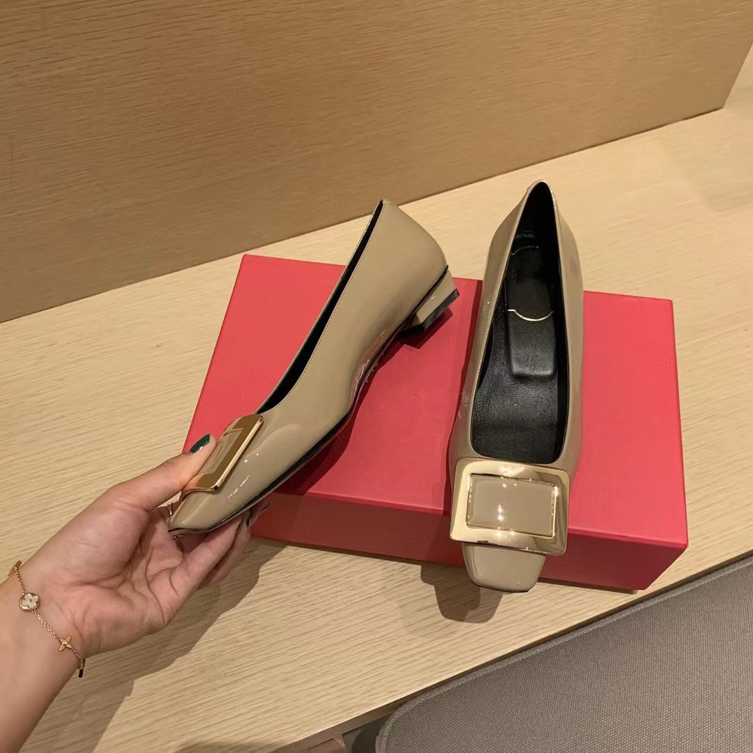 RENYOUVIWIOR European station square button women's shoes temperament high heels French versatile square toe thick heels wedding shoes patent leather RENYOUVIWIOR European station square button women's shoes temperament high heels French versatile square toe thick heels wedding shoes patent leather