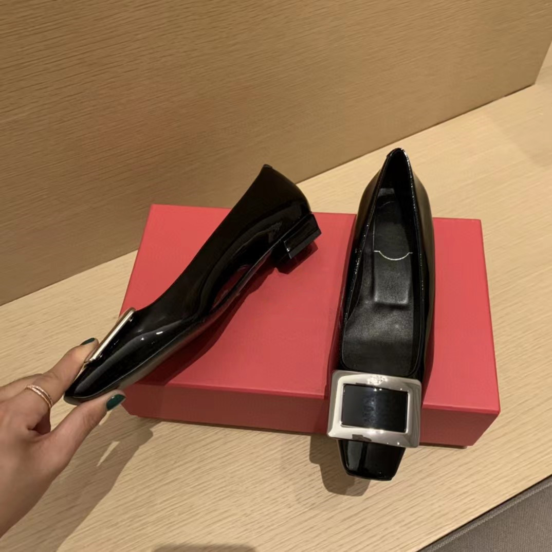 RENYOUVIWIOR European station square button women's shoes temperament high heels French versatile square toe thick heels wedding shoes patent leather RENYOUVIWIOR European station square button women's shoes temperament high heels French versatile square toe thick heels wedding shoes patent leather