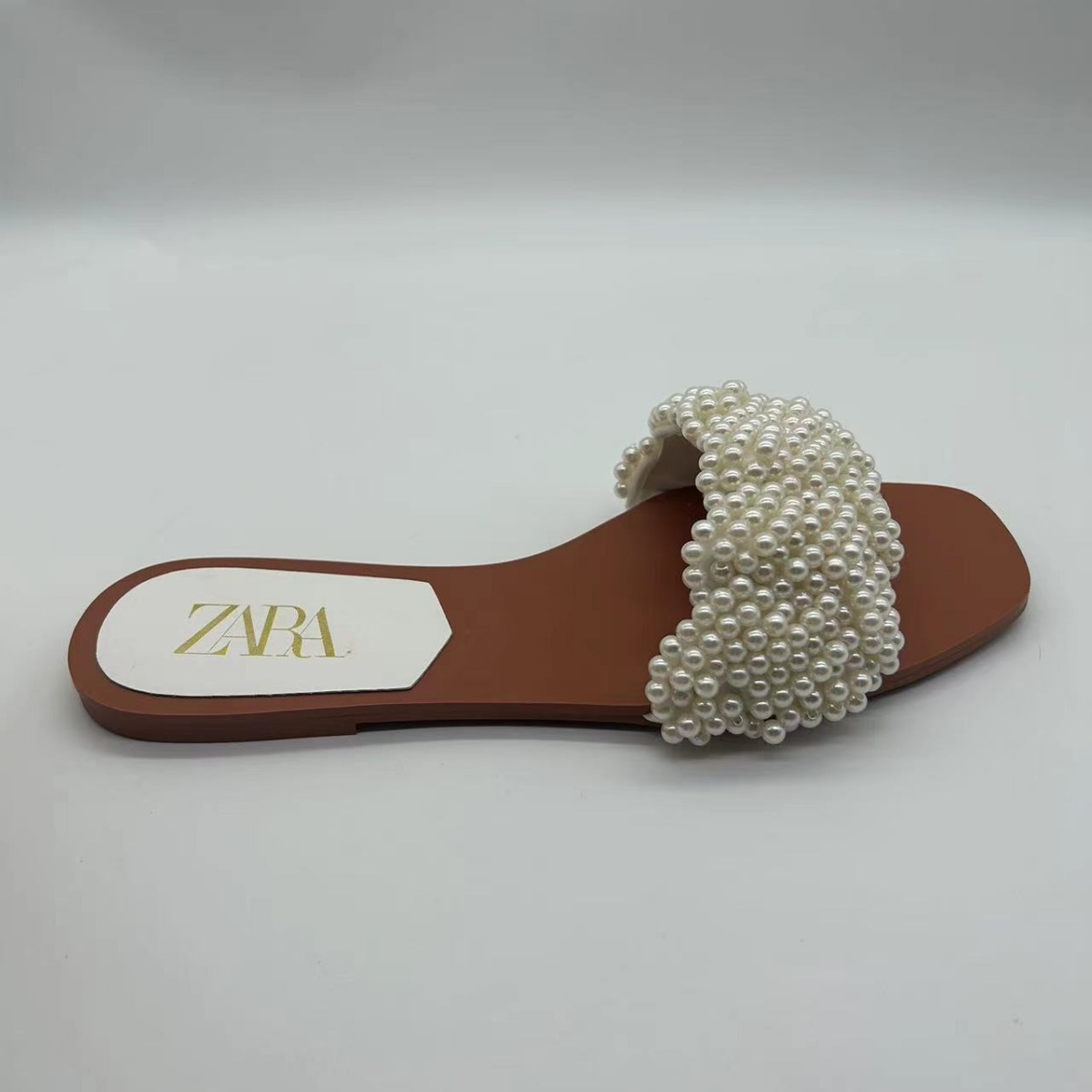 ZA Flat Flat Women's Shoes 2024 Spring/Summer New Style Foreign Trade Fashion Versatile Pearl Strap French Style Cool Slippers for Women ZA Flat Flat Women's Shoes 2024 Spring/Summer New Style Foreign Trade Fashion Versatile Pearl Strap French Style Cool Slippers for Women