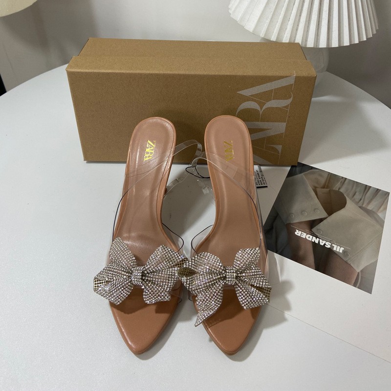 ZA new 2023 autumn square bow thin heel high heels women's open toe shallow mouth fashion single shoes high heels sandals ZA new 2023 autumn square bow thin heel high heels women's open toe shallow mouth fashion single shoes high heels sandals