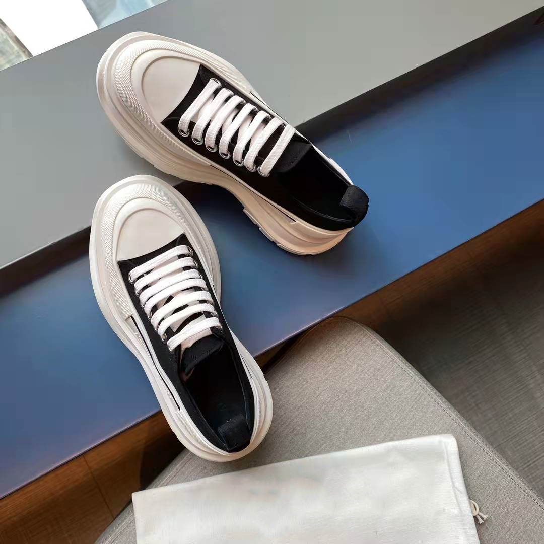 McQueen low cut canvas shoes, sponge thick sole, height increasing straps, white shoes, round toe men's and women's shoes, couple casual dad shoes McQueen low cut canvas shoes, sponge thick sole, height increasing straps, white shoes, round toe men's and women's shoes, couple casual dad shoes