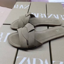 2024 Summer New Outdoor Cool Slippers for Women, Fashion Leather Face, One line Drag, Summer Versatile, Flat Bottom, Beach Comfortable Sandals