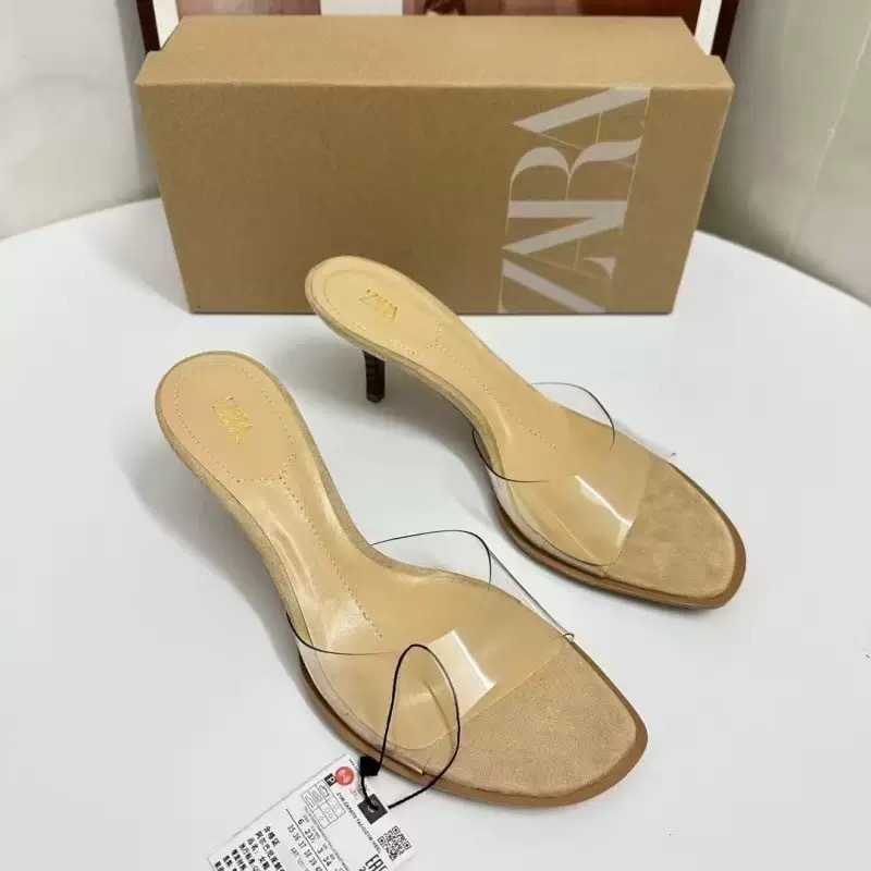 ZA Foreign Trade Women's Shoes 2024 Summer New Product Women's Shoes Pointed High Heels Suede One Word Back Open Toe Thin Heels Women's Shoes ZA Foreign Trade Women's Shoes 2024 Summer New Product Women's Shoes Pointed High Heels Suede One Word Back Open Toe Thin Heels Women's Shoes