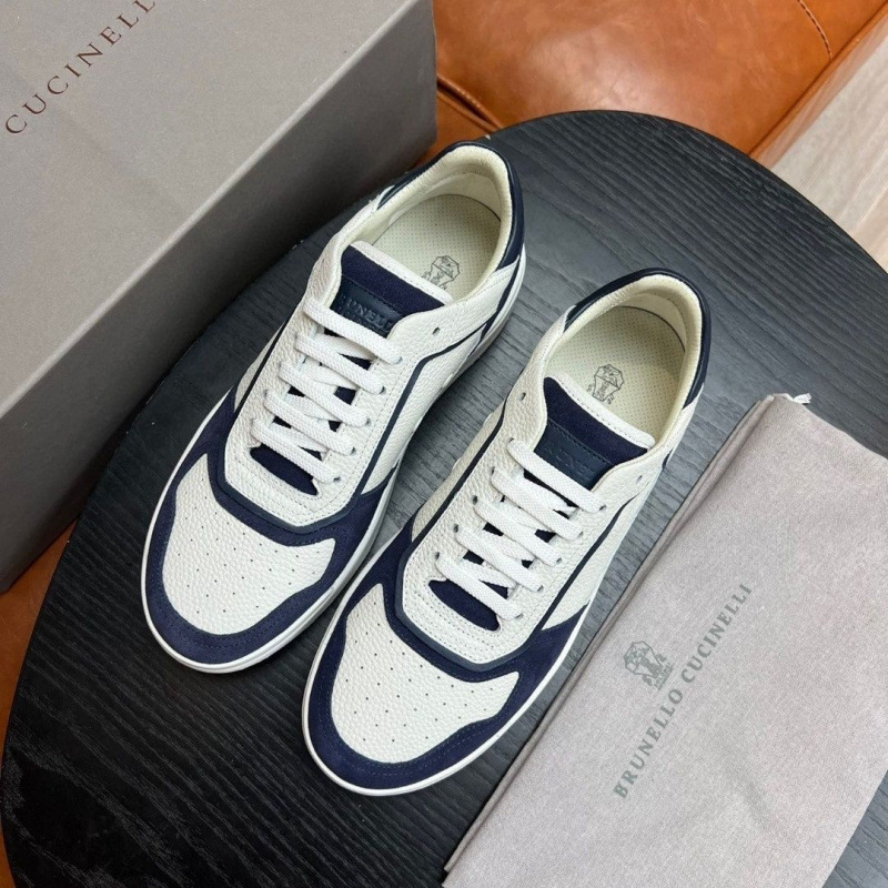 European Station (BC) Brunello C Men's Lace up Sports and Leisure Shoes Breathable Mesh Leather Splicing Board Shoes