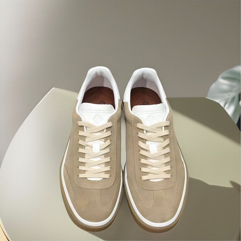 New genuine leather 2024 retro German training suede versatile flat casual men's shoes breathable board shoes white shoes