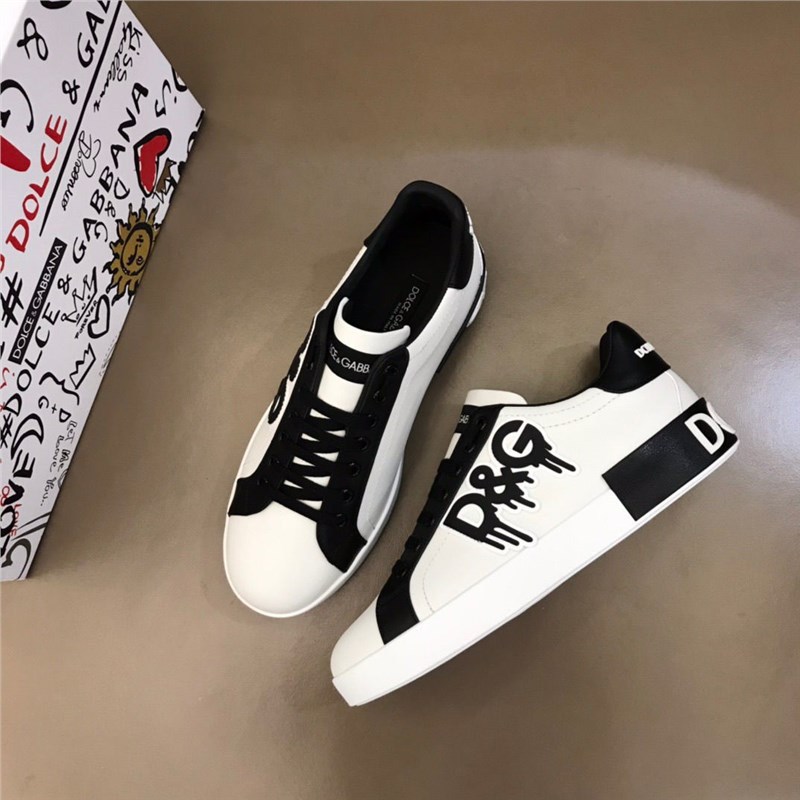 European Station DG Men's Shoes New Low Top Color blocked Black and White Classic Fashion Casual Sneakers British Trendy Shoes