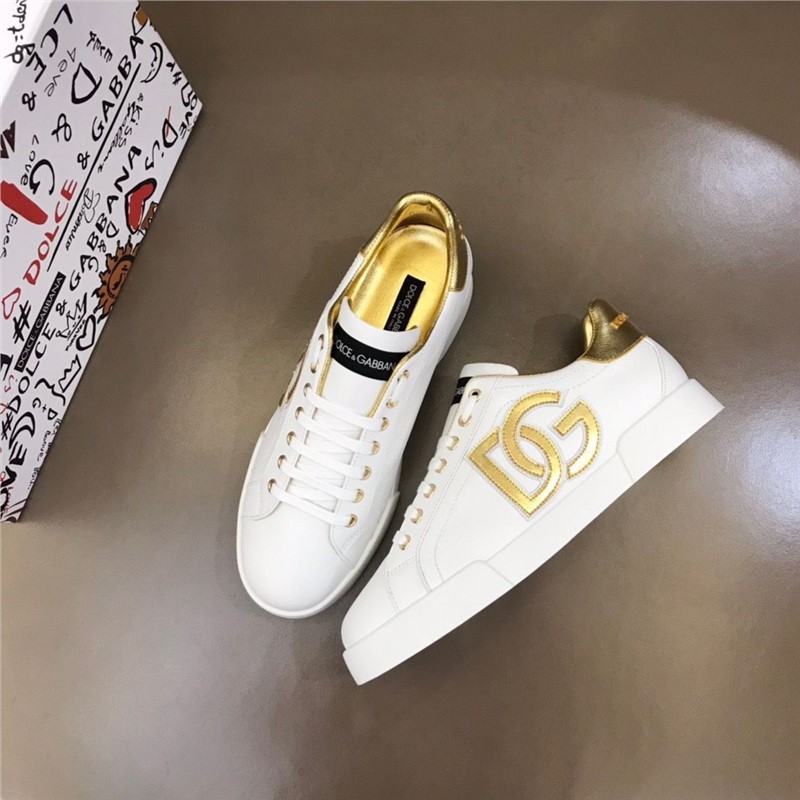 Trendy European Station DG letter genuine leather men's shoes new breathable white shoes lace up fashionable men's sports board shoes Trendy European Station DG letter genuine leather men's shoes new breathable white shoes lace up fashionable men's sports board shoes