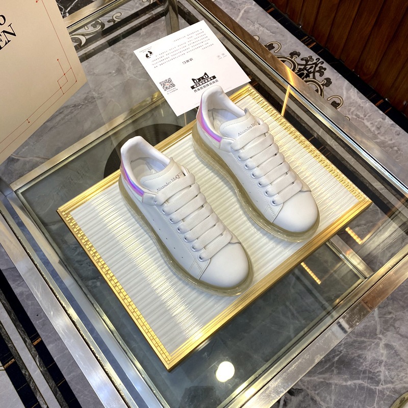 European Men's Shoe Season McQueen Air Cushion White Shoes Silver Tail Transparent Bottom Couple's Sponge Cake Shoes Versatile Casual Board Shoes Trend European Men's Shoe Season McQueen Air Cushion White Shoes Silver Tail Transparent Bottom Couple's Sponge Cake Shoes Versatile Casual Board Shoes Trend