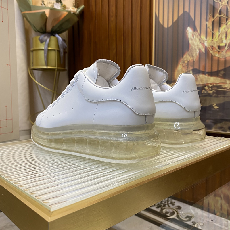 European Men's Shoe Season McQueen Air Cushion White Shoes Silver Tail Transparent Bottom Couple's Sponge Cake Shoes Versatile Casual Board Shoes Trend European Men's Shoe Season McQueen Air Cushion White Shoes Silver Tail Transparent Bottom Couple's Sponge Cake Shoes Versatile Casual Board Shoes Trend