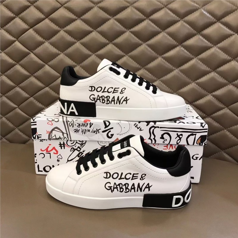 2025 European Station DG Men's New Casual Board Shoes Lightweight, Breathable, Printed Trendy Men's Fashion Versatile White Shoes
