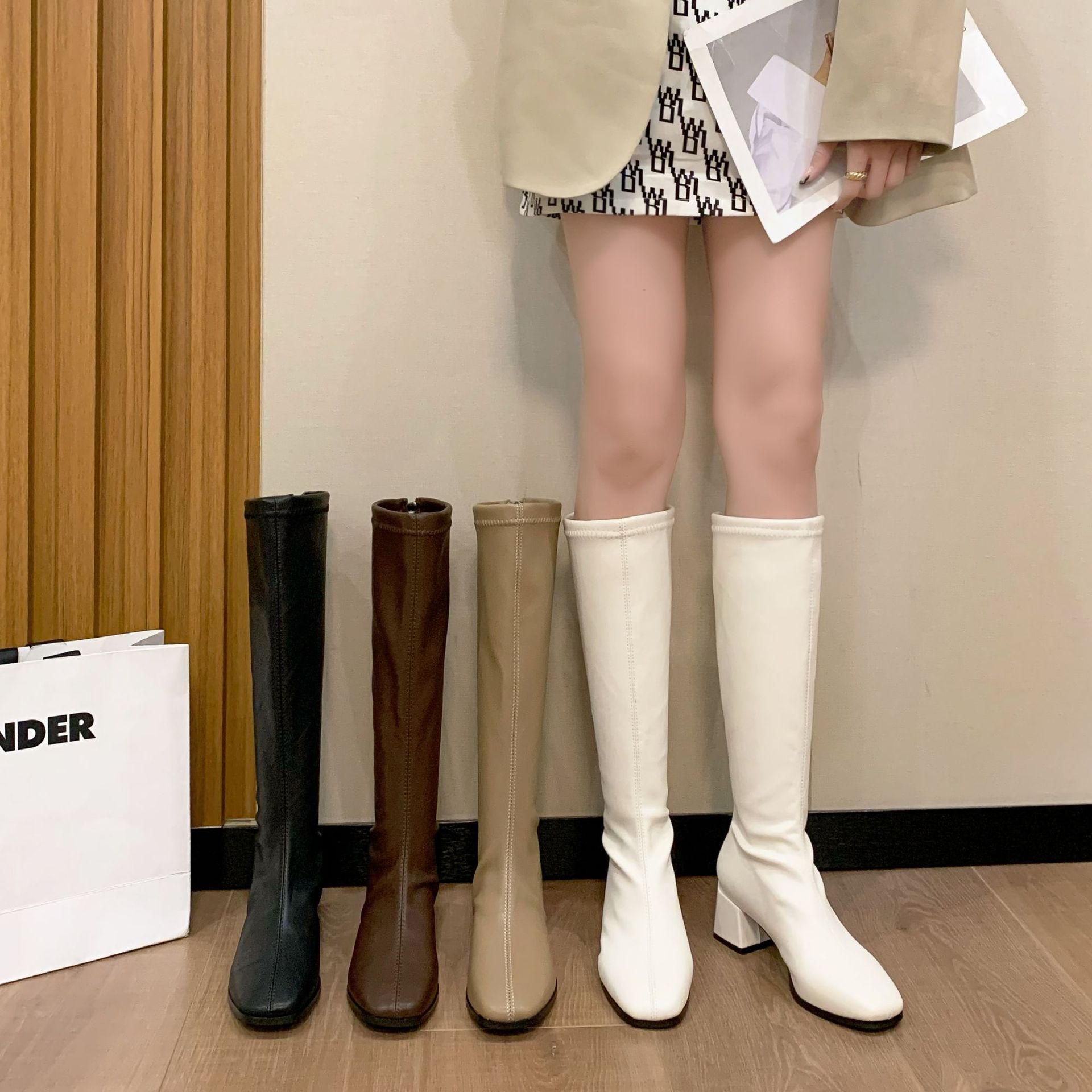 Women's knee high boots 2025 autumn and winter new British style fashionable small stature slimming high-heeled knight women's boots Women's knee high boots 2025 autumn and winter new British style fashionable small stature slimming high-heeled knight women's boots