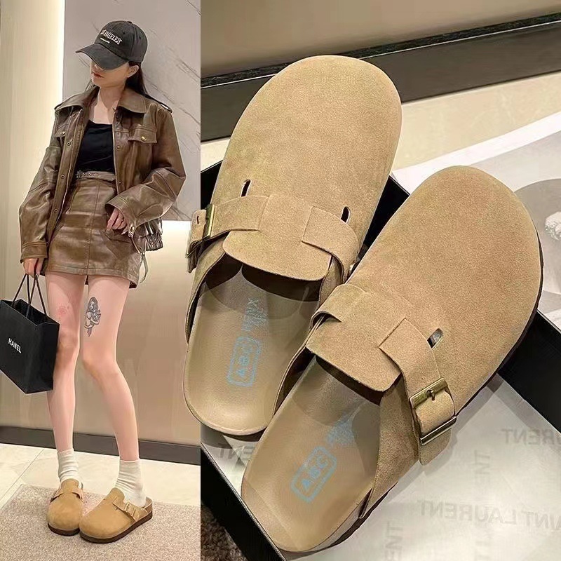 British Boken Shoes Women's 2024 New Spring and Autumn Thick Bottom Boken Baotou Half Slippers for Wearing Outside, One Step Lazy Shoes British Boken Shoes Women's 2024 New Spring and Autumn Thick Bottom Boken Baotou Half Slippers for Wearing Outside, One Step Lazy Shoes