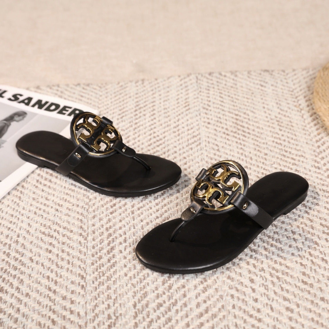 TB Slippers for Women 2025 Summer New One Word Drag Beach Leisure European and American Cross border Leather Cool Slippers TB Slippers for Women 2025 Summer New One Word Drag Beach Leisure European and American Cross border Leather Cool Slippers