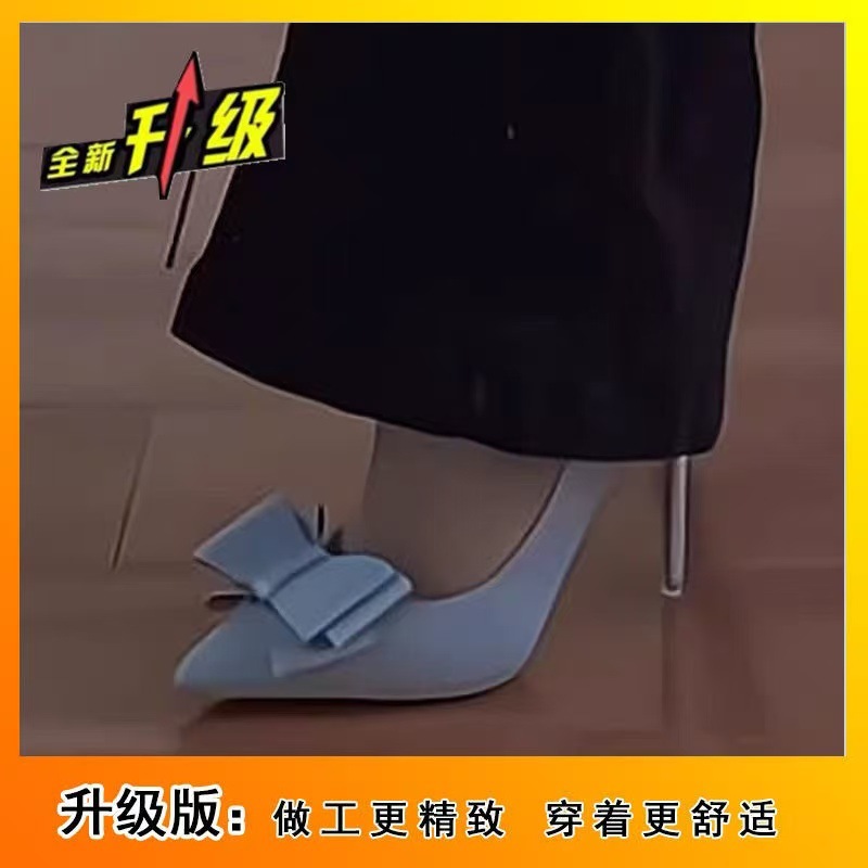 High heels, pointed bow, shallow mouth single shoes, Spring and Autumn 2025 new summer Korean version, slim heel, slim and high-end feel for women High heels, pointed bow, shallow mouth single shoes, Spring and Autumn 2025 new summer Korean version, slim heel, slim and high-end feel for women