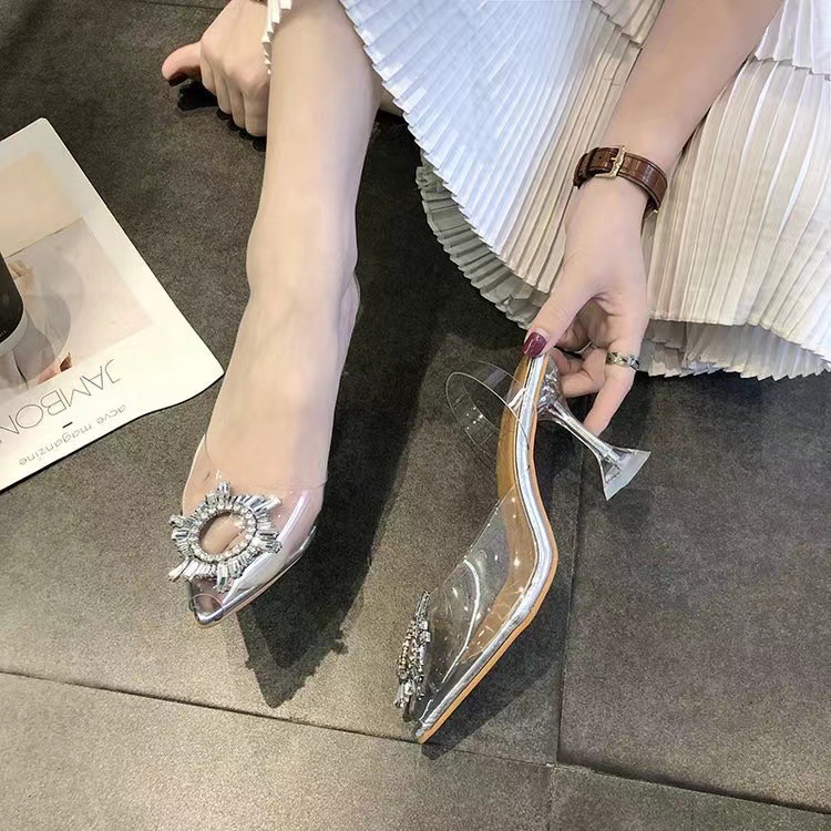 202 Summer New Korean Edition Diamond Transparent Crystal Shoes High Heels Sandals Thin Heels Women's Shoes Large 43 202 Summer New Korean Edition Diamond Transparent Crystal Shoes High Heels Sandals Thin Heels Women's Shoes Large 43