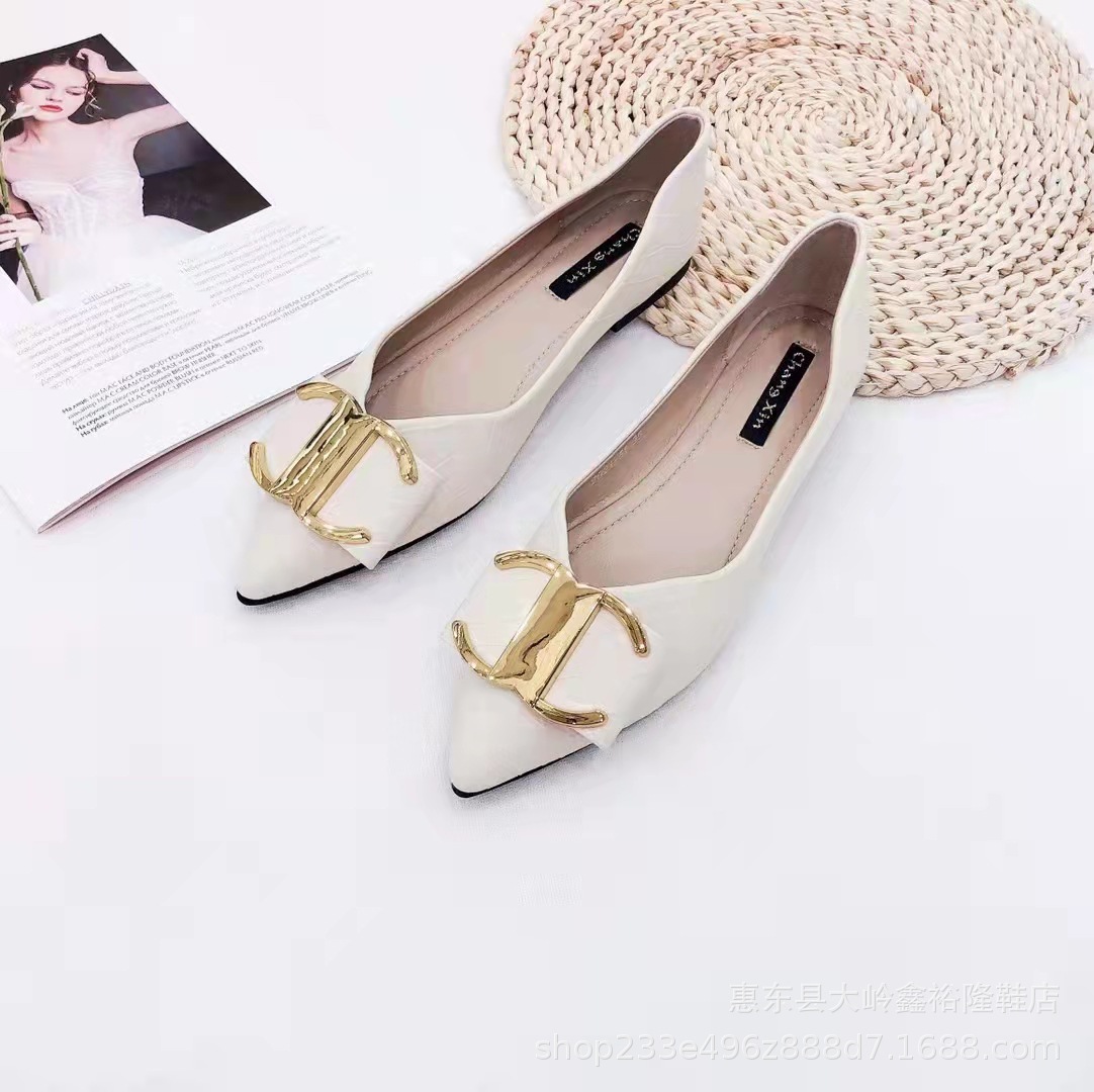 Soft leather women's shoes 2022 new collection bag fashionable and comfortable pointed soft sole shallow mouth Soft leather women's shoes 2022 new collection bag fashionable and comfortable pointed soft sole shallow mouth