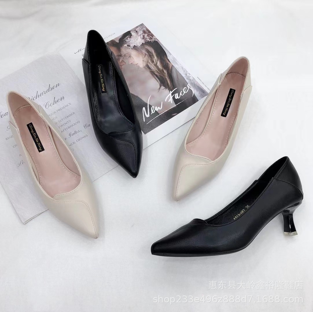 2022 Summer New Soft Leather Single Shoes with Pointed and Fine Heels for Professional Formal Work Shoes 2022 Summer New Soft Leather Single Shoes with Pointed and Fine Heels for Professional Formal Work Shoes