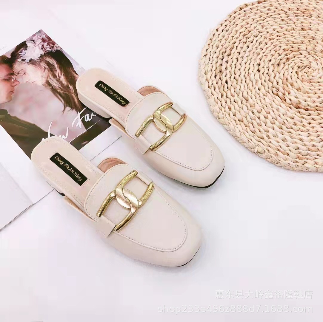2022 new fashion Korean version autumn and winter flat shoes with half toe cap, half flip flops, half flip flops 2022 new fashion Korean version autumn and winter flat shoes with half toe cap, half flip flops, half flip flops