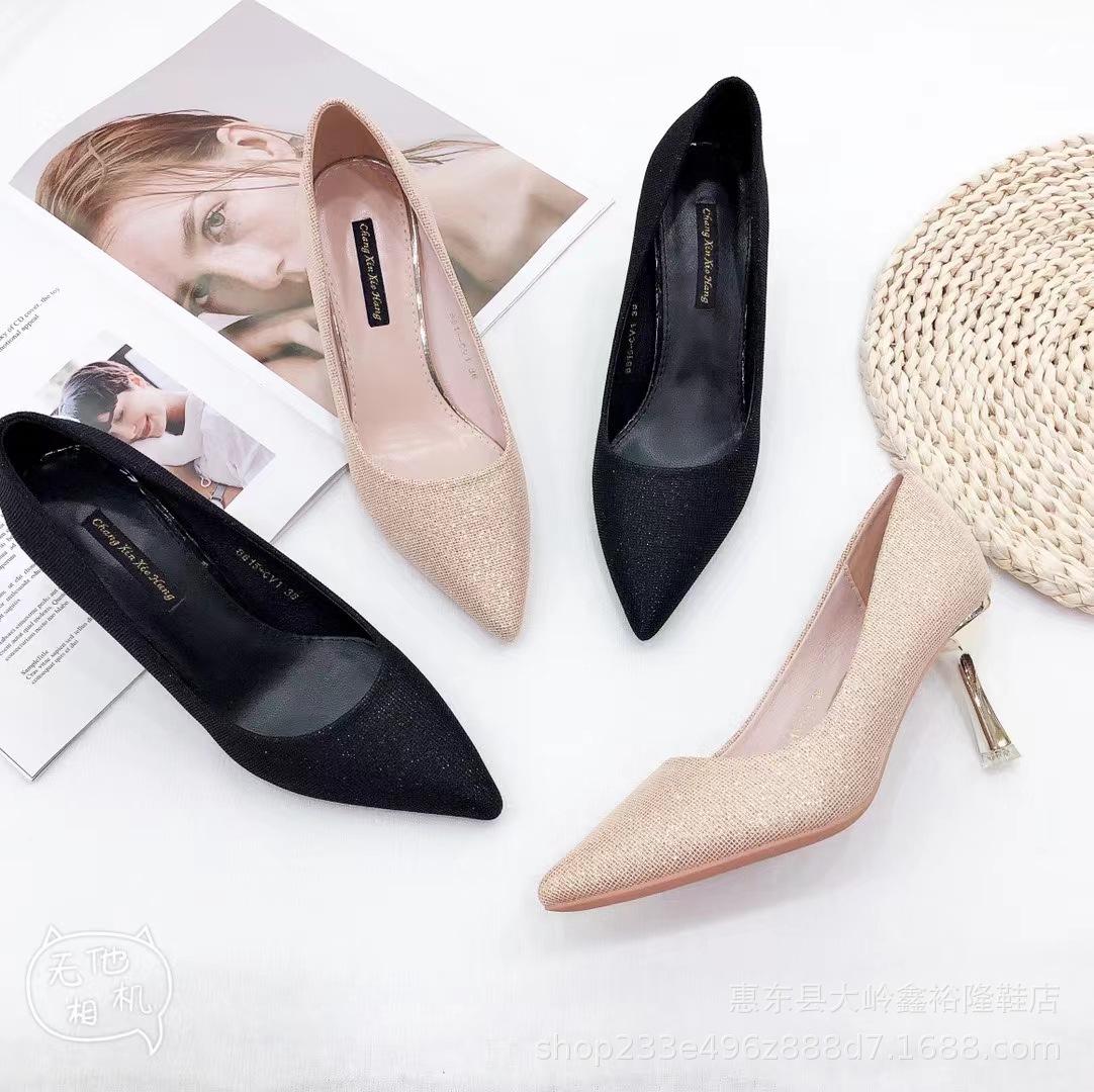 2022 Autumn New Korean High Heel Women's Sandals with Pointed Glitter Fashion Women's Shoes with Thin Heels 2022 Autumn New Korean High Heel Women's Sandals with Pointed Glitter Fashion Women's Shoes with Thin Heels