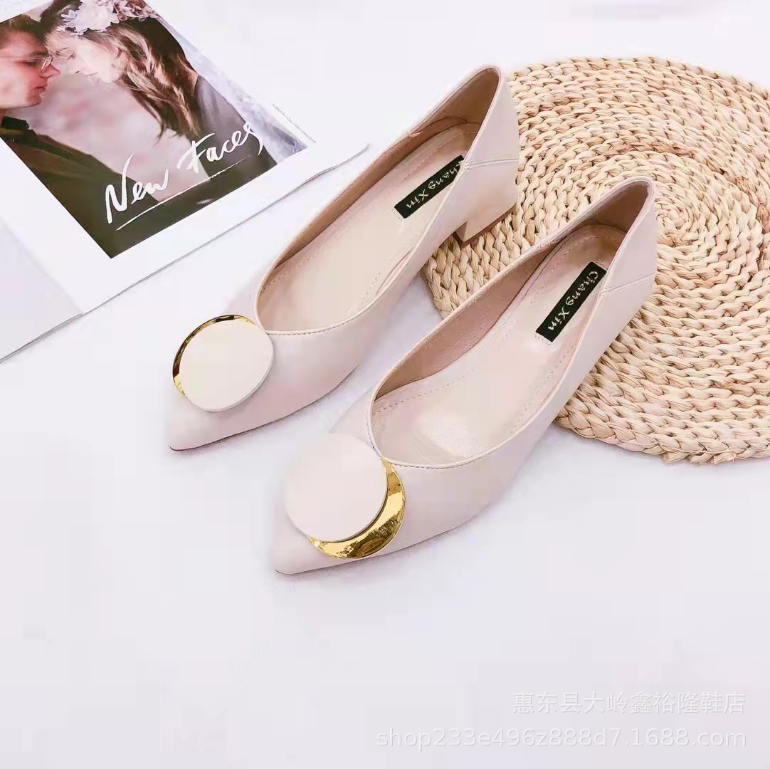 Sharp pointed shallow mouth single shoe for women, 2022 autumn new item, thick heel fashionable four season women's shoes, short heel shoes Sharp pointed shallow mouth single shoe for women, 2022 autumn new item, thick heel fashionable four season women's shoes, short heel shoes