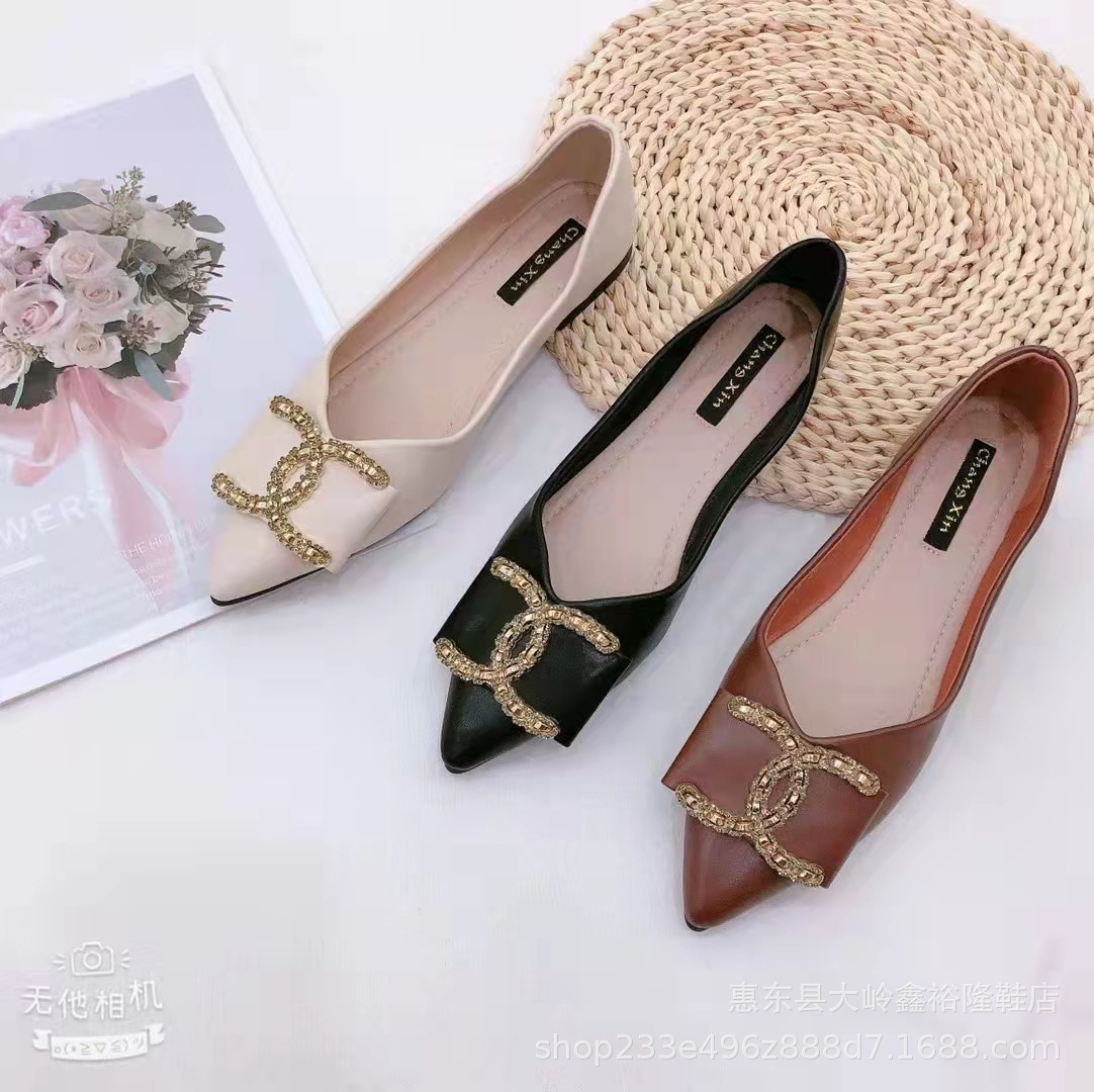 2022 Spring and Autumn New Water Diamond Flat Bun Shoes for Women, Pointed Soft Leather Women's Shoes 2022 Spring and Autumn New Water Diamond Flat Bun Shoes for Women, Pointed Soft Leather Women's Shoes