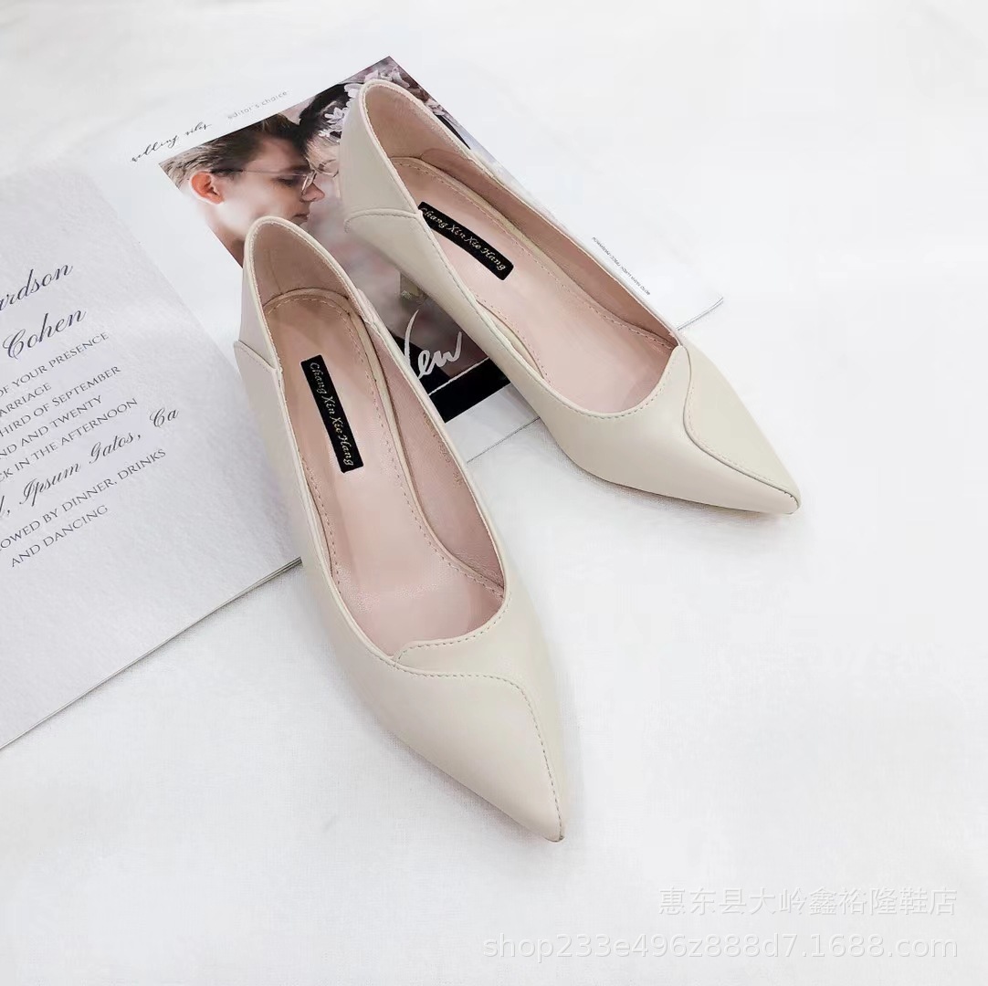 2022 Summer New Soft Leather Single Shoes with Pointed and Fine Heels for Professional Formal Work Shoes 2022 Summer New Soft Leather Single Shoes with Pointed and Fine Heels for Professional Formal Work Shoes