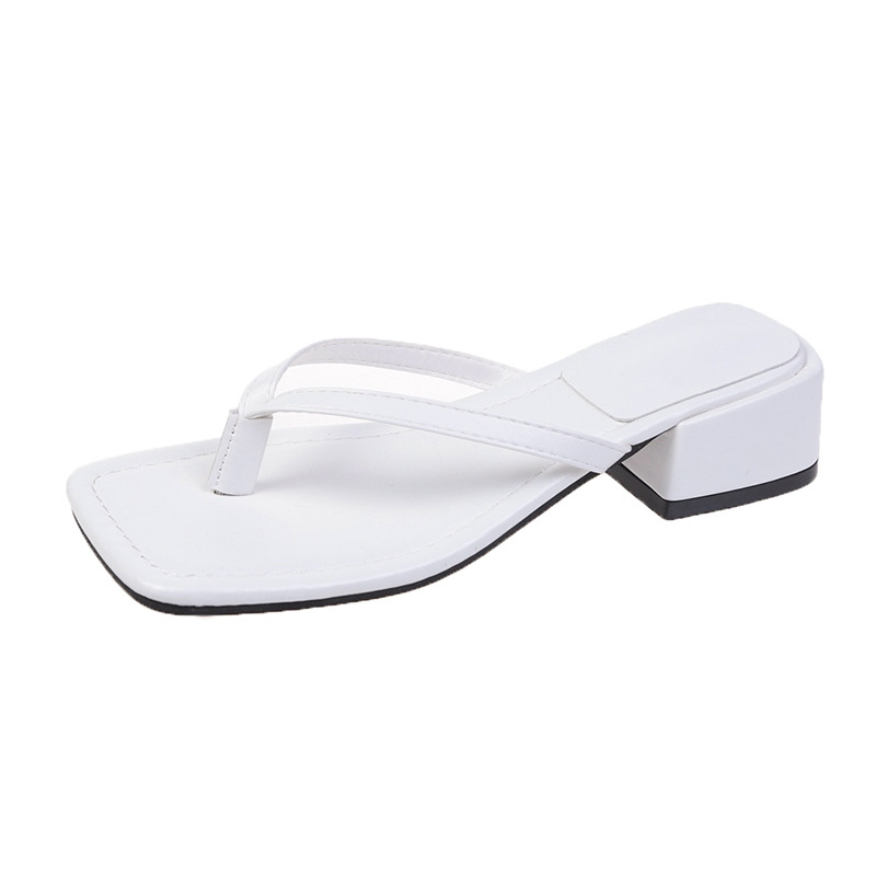 Clip toed cool slippers for women in summer 2024, fashionable outerwear, square toe, thick heel, anti slip beach flip flops for women, trendy outfit Clip toed cool slippers for women in summer 2024, fashionable outerwear, square toe, thick heel, anti slip beach flip flops for women, trendy outfit