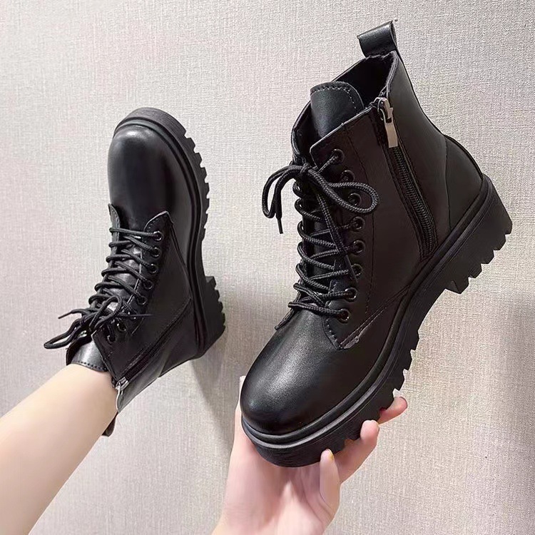Martin boots for women 2024 new product European and American women British style black height increasing short boots for foreign trade wholesale