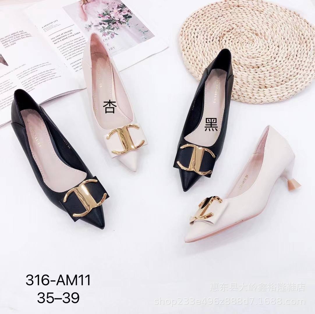 High heeled women's 2022 new design, niche single shoe, slim heel, French mid heel, pointed toe women's shoes High heeled women's 2022 new design, niche single shoe, slim heel, French mid heel, pointed toe women's shoes