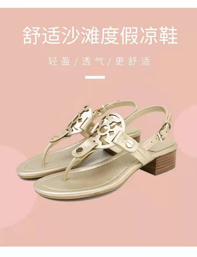 Fashionable American TB European and American Summer New Product Cowhide Middle Heel Sandals for Women in Large Size, Thick Heel, and Pinch Toe Sandals for Women Fashionable American TB European and American Summer New Product Cowhide Middle Heel Sandals for Women in Large Size, Thick Heel, and Pinch Toe Sandals for Women