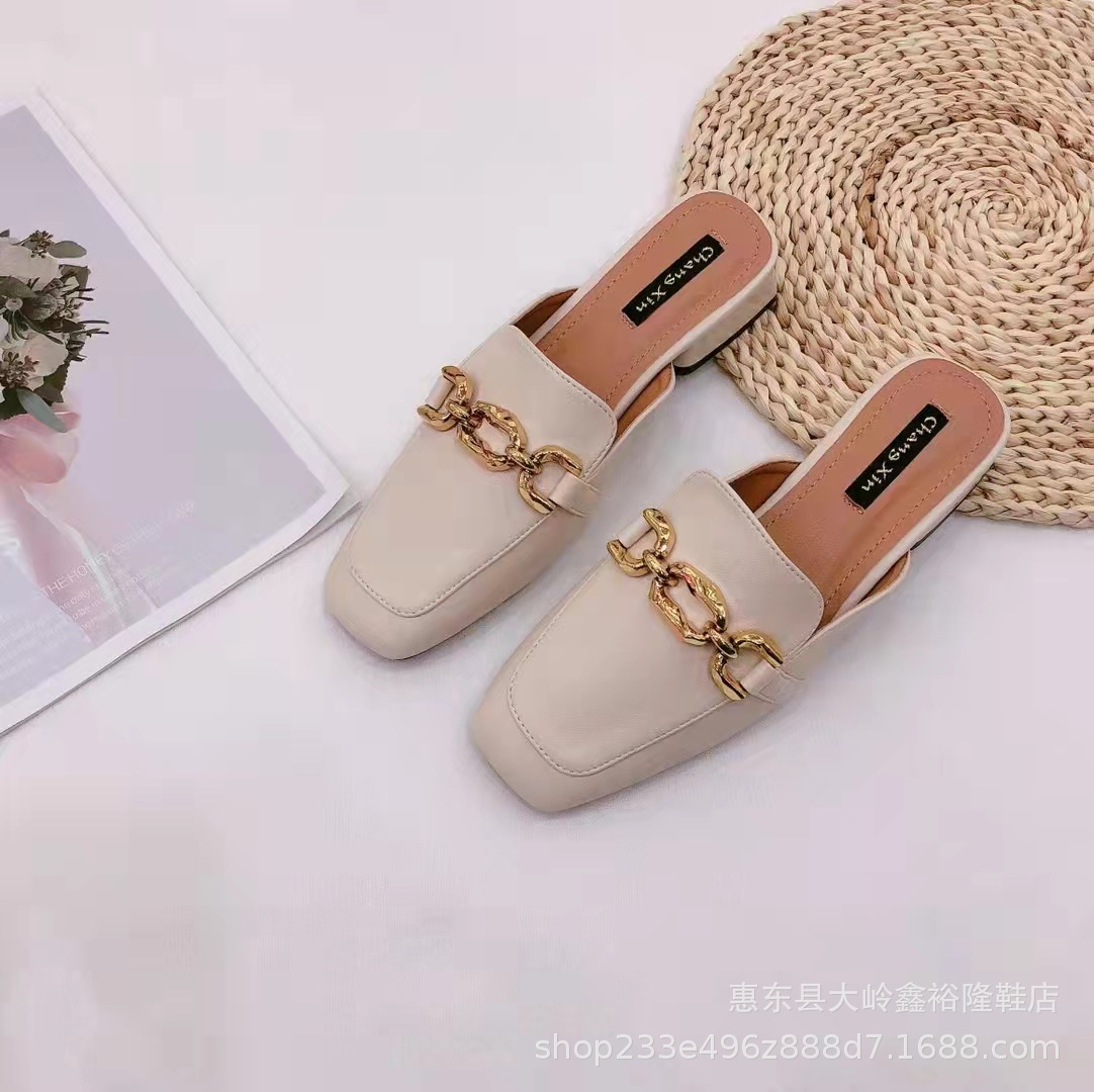 2022 new women's shoes, fashionable and comfortable for wearing outside, with a half mop and flat bottom flip flops 2022 new women's shoes, fashionable and comfortable for wearing outside, with a half mop and flat bottom flip flops