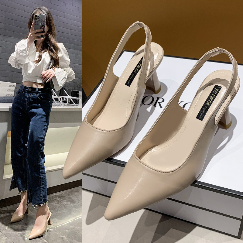 2025 Spring/Summer New Pointed High Heels for Women, Thin Heels, Headless Sandals, Back Air Shallow Mouth Single Shoes for Women 2025 Spring/Summer New Pointed High Heels for Women, Thin Heels, Headless Sandals, Back Air Shallow Mouth Single Shoes for Women