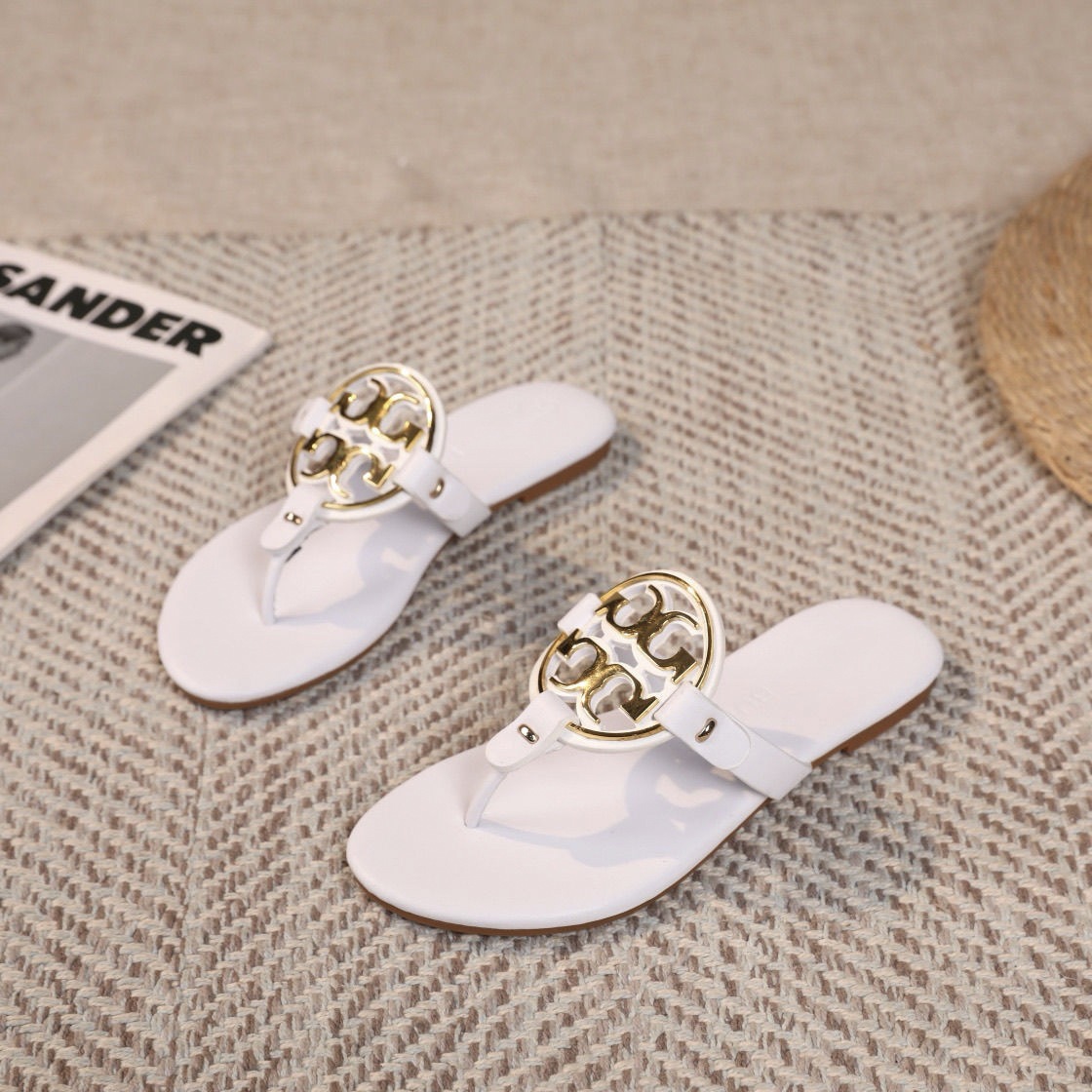 TB Slippers for Women 2025 Summer New One Word Drag Beach Leisure European and American Cross border Leather Cool Slippers TB Slippers for Women 2025 Summer New One Word Drag Beach Leisure European and American Cross border Leather Cool Slippers