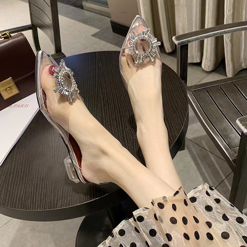 202 Summer New Korean Edition Diamond Transparent Crystal Shoes High Heels Sandals Thin Heels Women's Shoes Large 43 202 Summer New Korean Edition Diamond Transparent Crystal Shoes High Heels Sandals Thin Heels Women's Shoes Large 43