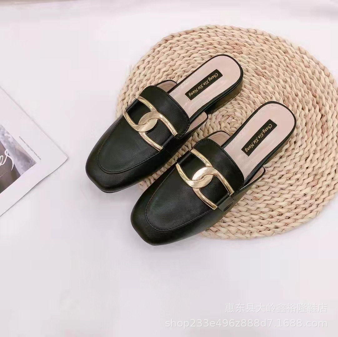 2022 new fashion Korean version autumn and winter flat shoes with half toe cap, half flip flops, half flip flops 2022 new fashion Korean version autumn and winter flat shoes with half toe cap, half flip flops, half flip flops