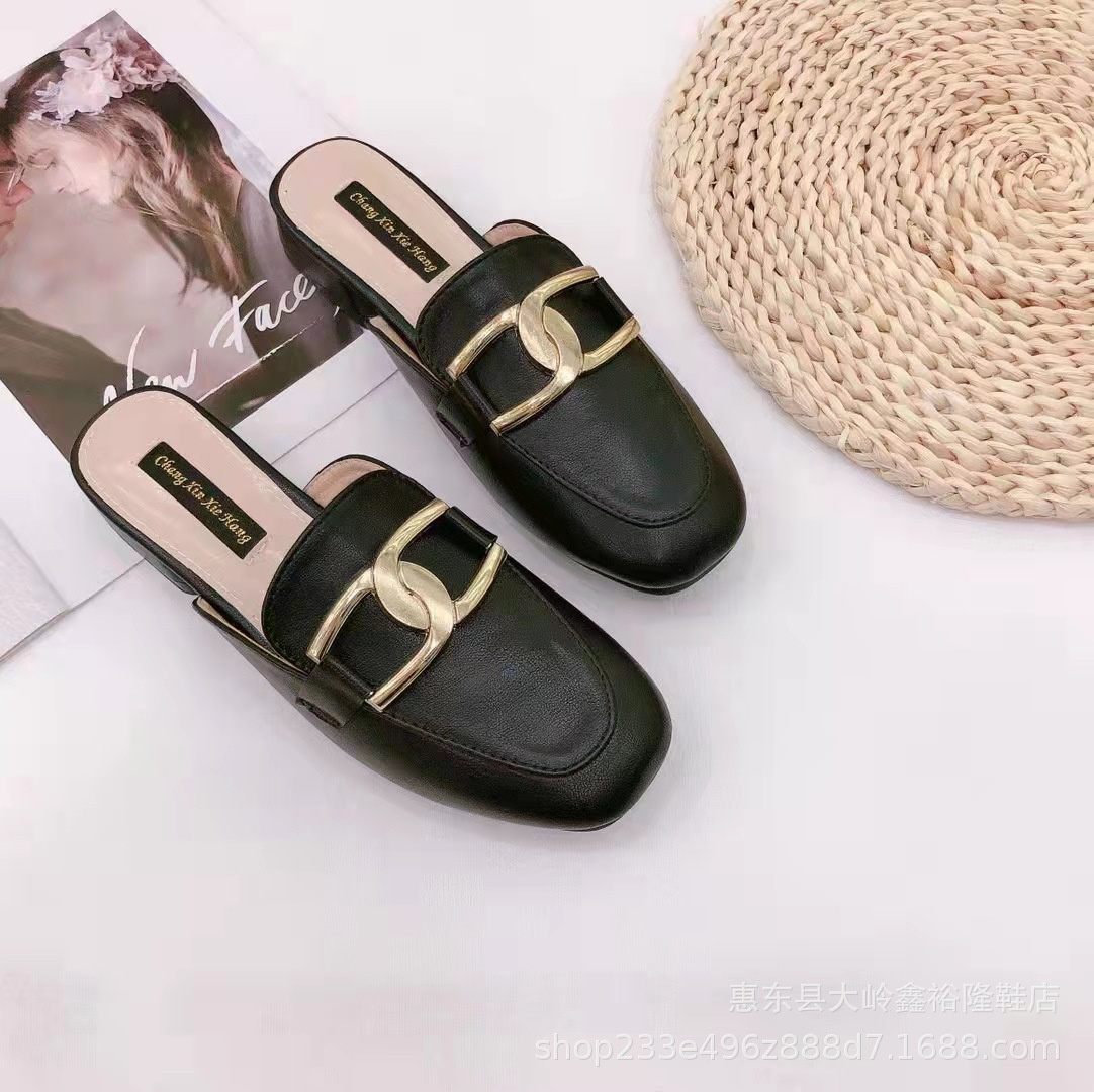2022 new fashion Korean version autumn and winter flat shoes with half toe cap, half flip flops, half flip flops 2022 new fashion Korean version autumn and winter flat shoes with half toe cap, half flip flops, half flip flops