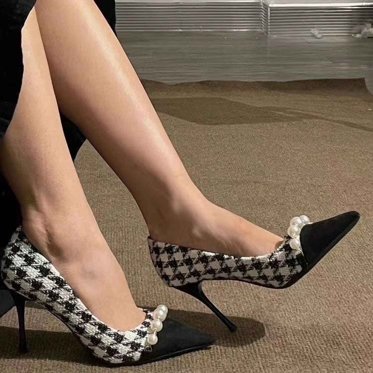 Xiaoxiangfeng High Heels 2024 New Autumn Pointed French Single Shoes with a Thousand Bird Style, Elegant Ladies' Fine Heels, Large Size Xiaoxiangfeng High Heels 2024 New Autumn Pointed French Single Shoes with a Thousand Bird Style, Elegant Ladies' Fine Heels, Large Size