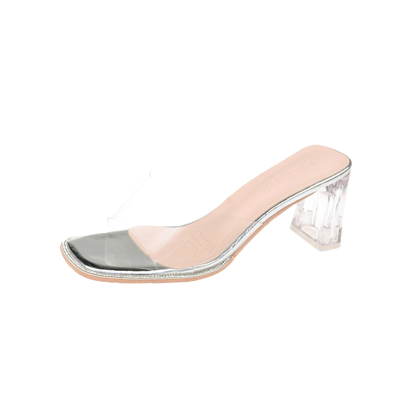 Internet celebrity transparent sandals, sandals, sandals, women's outdoor fashion 2024 new summer thick heels, high heels, crystal ins trend Internet celebrity transparent sandals, sandals, sandals, women's outdoor fashion 2024 new summer thick heels, high heels, crystal ins trend