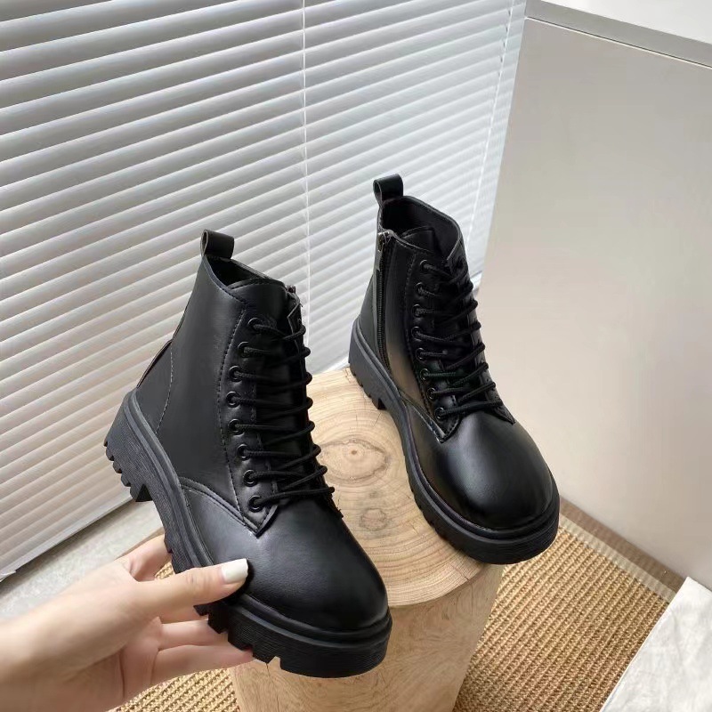 2023 Autumn New Black Handsome Martin Boots Women's Sponge Cake Thick Bottom Short Boots 2023 Autumn New Black Handsome Martin Boots Women's Sponge Cake Thick Bottom Short Boots
