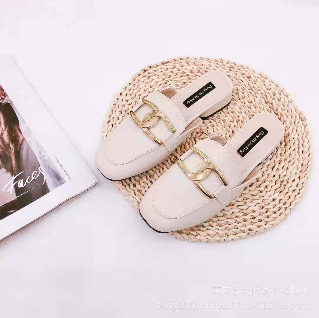 2022 new fashion Korean version autumn and winter flat shoes with half toe cap, half flip flops, half flip flops 2022 new fashion Korean version autumn and winter flat shoes with half toe cap, half flip flops, half flip flops