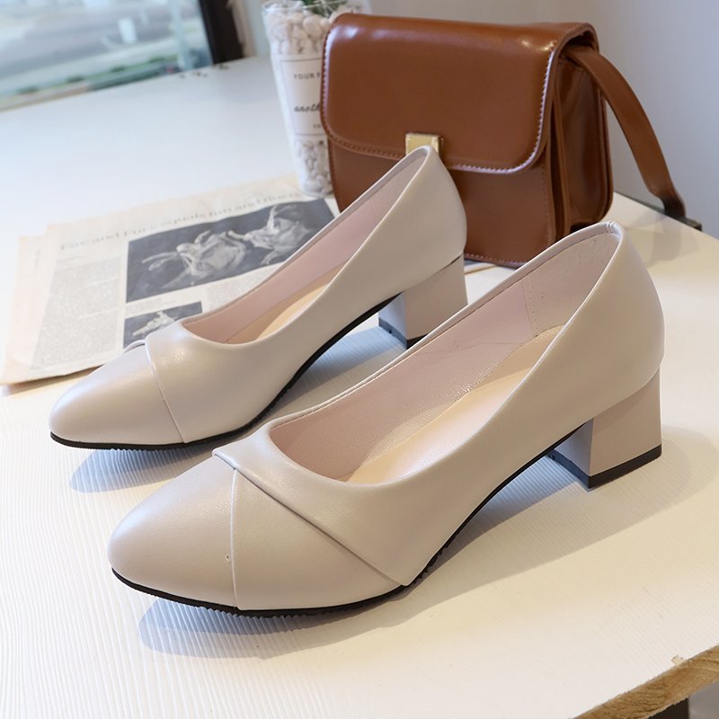 Coarse follow-up shoes for women 2024 new spring/summer small fragrance style soft leather soft sole commuting women's shoes square toe gentle Mary Jane shoes