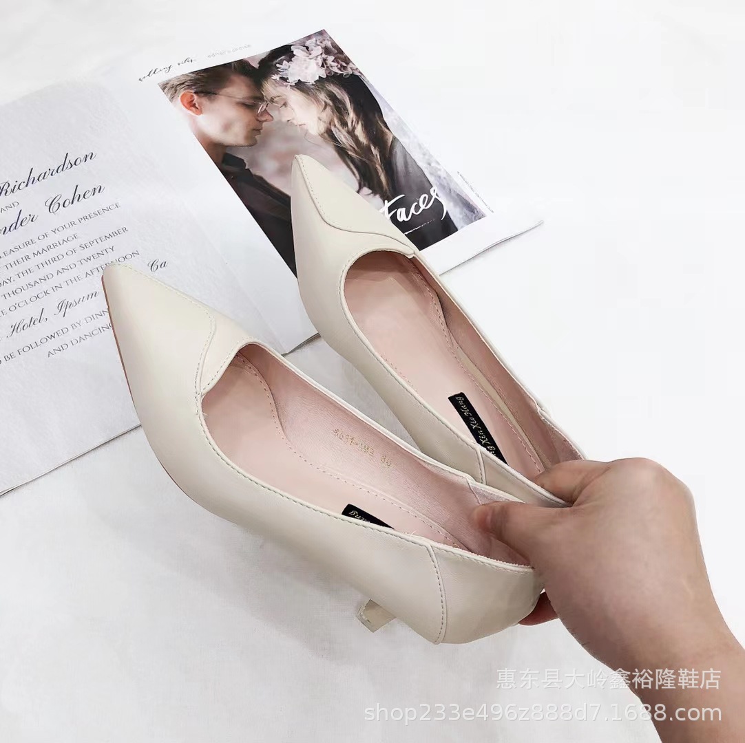 2022 Summer New Soft Leather Single Shoes with Pointed and Fine Heels for Professional Formal Work Shoes 2022 Summer New Soft Leather Single Shoes with Pointed and Fine Heels for Professional Formal Work Shoes