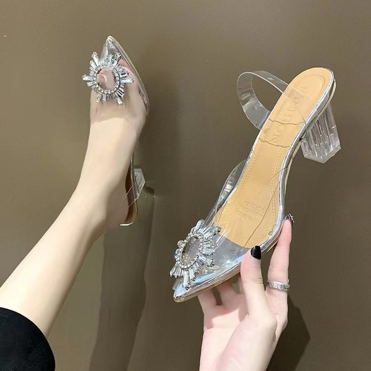 202 Summer New Korean Edition Diamond Transparent Crystal Shoes High Heels Sandals Thin Heels Women's Shoes Large 43 202 Summer New Korean Edition Diamond Transparent Crystal Shoes High Heels Sandals Thin Heels Women's Shoes Large 43