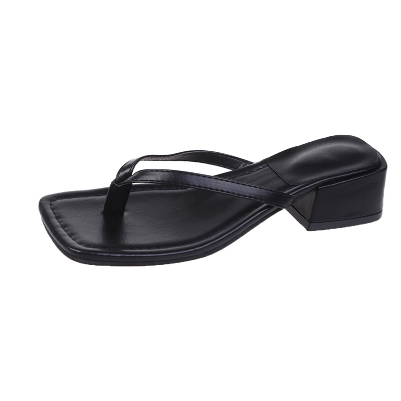 Clip toed cool slippers for women in summer 2024, fashionable outerwear, square toe, thick heel, anti slip beach flip flops for women, trendy outfit Clip toed cool slippers for women in summer 2024, fashionable outerwear, square toe, thick heel, anti slip beach flip flops for women, trendy outfit