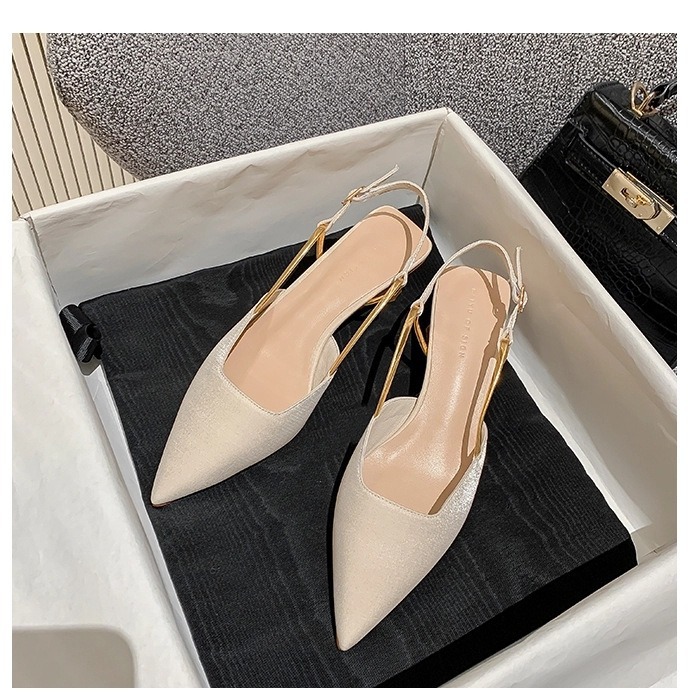 2024 Summer New High Heels, Headtips, Pointed Fashion Sandals for Women, Coarse Heels, Women's One Button Middle Single Shoes 2024 Summer New High Heels, Headtips, Pointed Fashion Sandals for Women, Coarse Heels, Women's One Button Middle Single Shoes