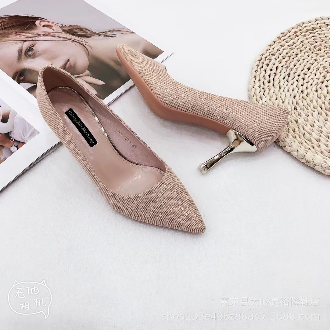 2022 Autumn New Korean High Heel Women's Sandals with Pointed Glitter Fashion Women's Shoes with Thin Heels 2022 Autumn New Korean High Heel Women's Sandals with Pointed Glitter Fashion Women's Shoes with Thin Heels