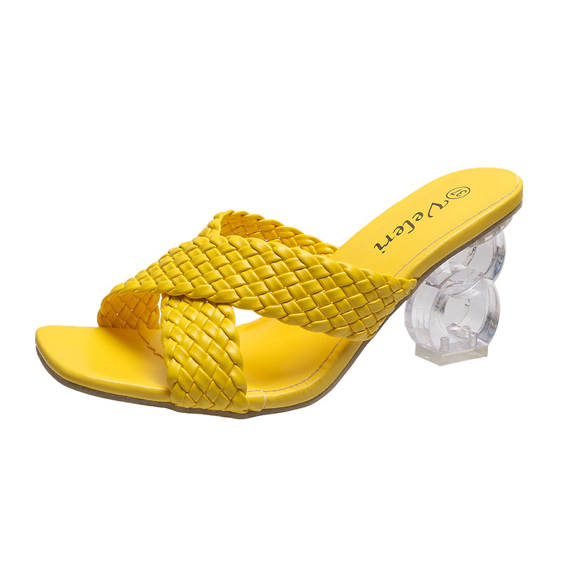 European and American foreign trade crystal and high-heeled slippers for women, cross woven straps for women, women's sandals European and American foreign trade crystal and high-heeled slippers for women, cross woven straps for women, women's sandals