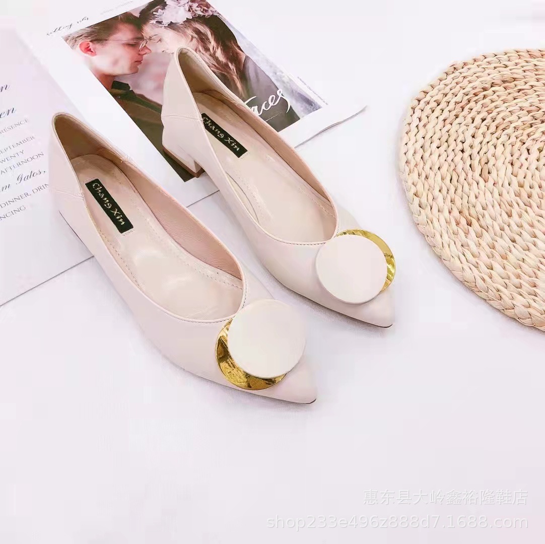 Sharp pointed shallow mouth single shoe for women, 2022 autumn new item, thick heel fashionable four season women's shoes, short heel shoes Sharp pointed shallow mouth single shoe for women, 2022 autumn new item, thick heel fashionable four season women's shoes, short heel shoes